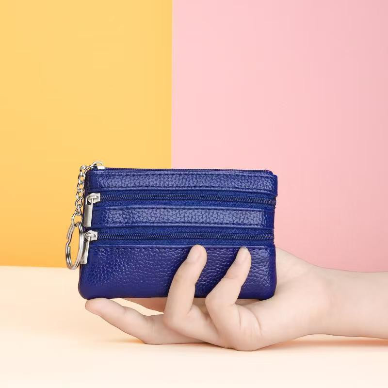 Royal Blue Triple-Zip Coin Purse