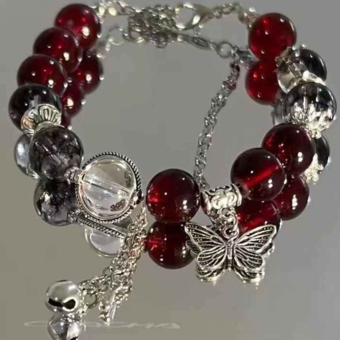 Gothic Butterfly & Skull Beaded Bracelet