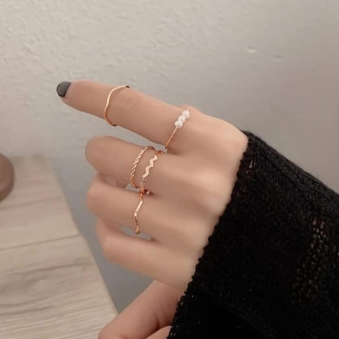 Rose Gold Minimalist Stackable Ring Set